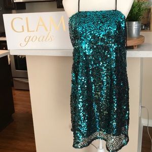 Leith Teal Sequin Dress
